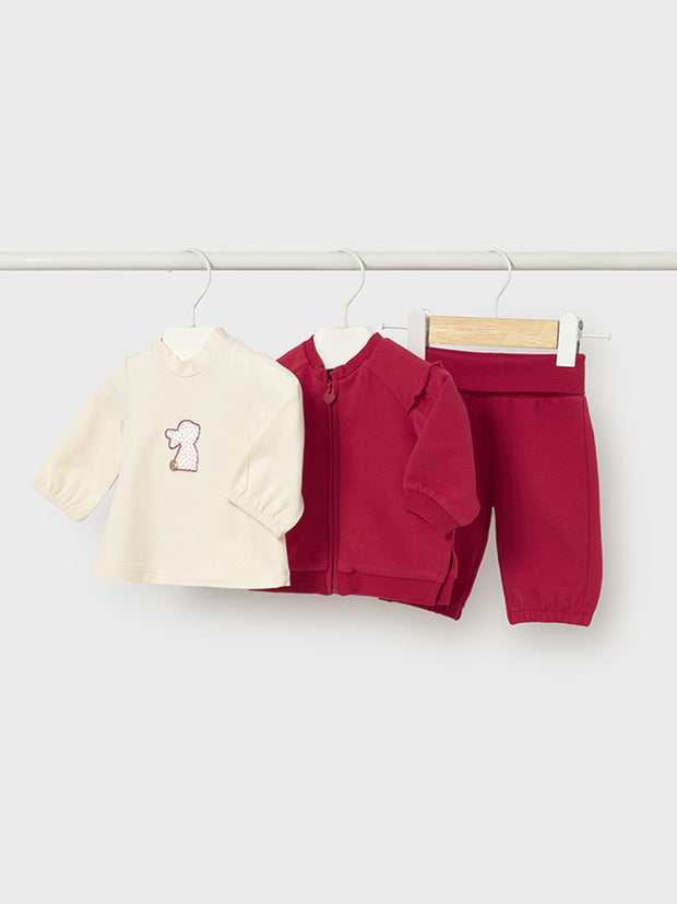 Mayoral Baby Girl 3 Piece Red Bunny Outfit Set (2M-12M)