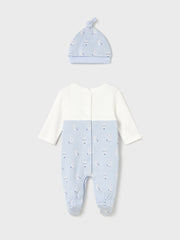 Mayoral Baby Boy Light Blue Animal Dungaree & Hat (0M-12M)