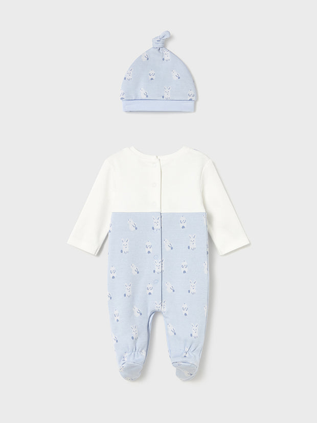 Mayoral Baby Boy Light Blue Animal Dungaree & Hat (0M-12M)