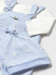 Mayoral Baby Boy Light Blue Animal Dungaree & Hat (0M-12M)