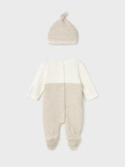 Mayoral Baby Boy Light Beige Animal Dungaree & Hat (0M-12M)