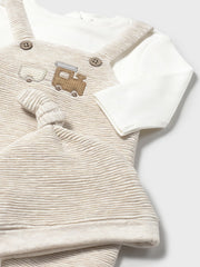 Mayoral Baby Boy Light Beige Animal Dungaree & Hat (0M-12M)