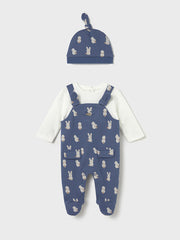 Mayoral Baby Boy Blue Animal Dungaree & Hat (0M-12M)
