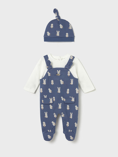 Mayoral Baby Boy Blue Animal Dungaree & Hat (0M-12M)