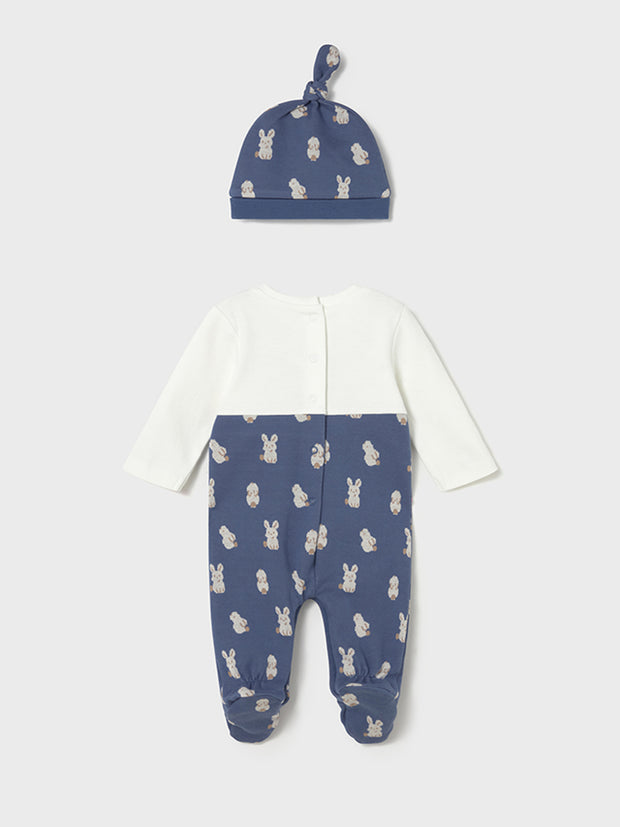 Mayoral Baby Boy Blue Animal Dungaree & Hat (0M-12M)