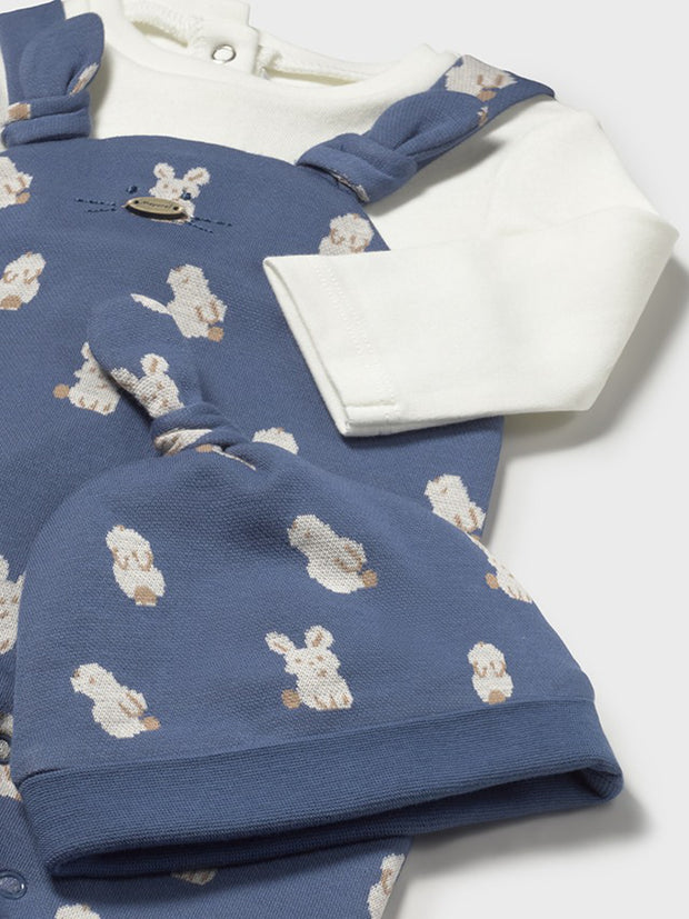 Mayoral Baby Boy Blue Animal Dungaree & Hat (0M-12M)