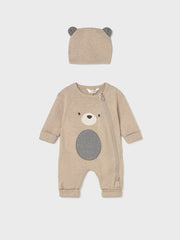 Mayoral Baby Boy Beige Animal Babygrow & Hat (1M-18M)