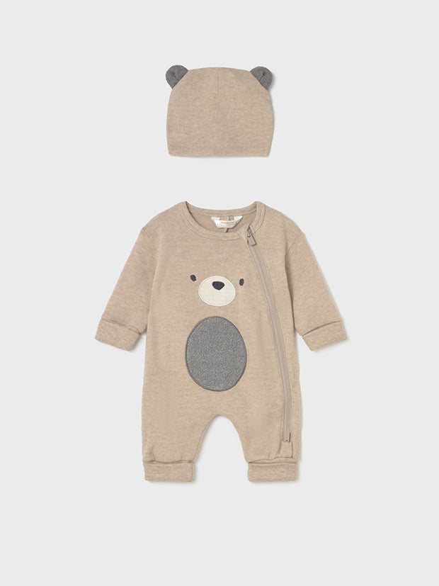 Mayoral Baby Boy Beige Animal Babygrow & Hat (1M-18M)