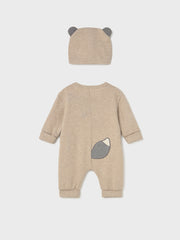 Mayoral Baby Boy Beige Animal Babygrow & Hat (1M-18M)