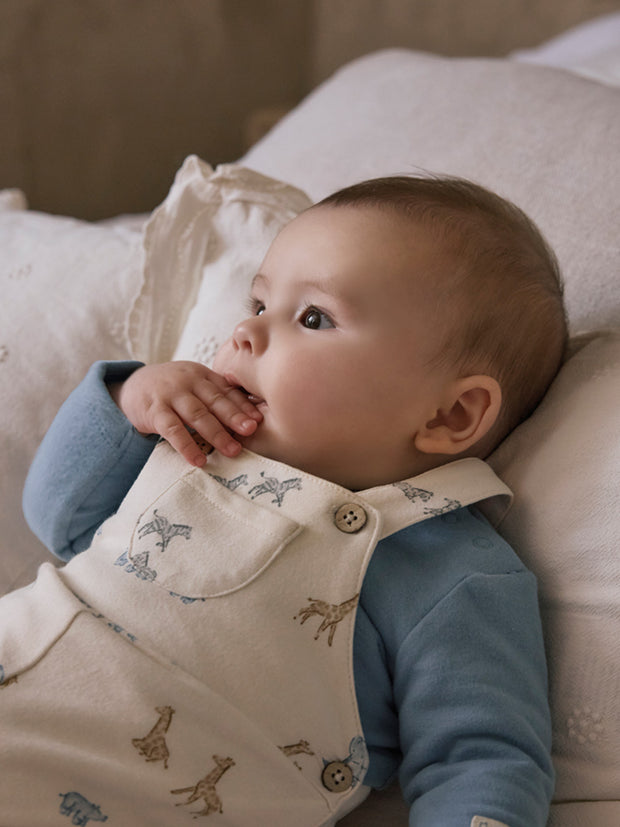 Mayoral Baby Boy Blue Animal Dungaree (1M-12M)