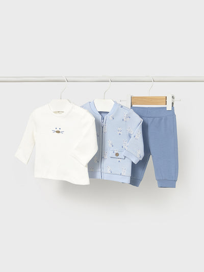 Mayoral Baby Boy Blue Bunny Outfit Set - 3 Piece (2M-12M)