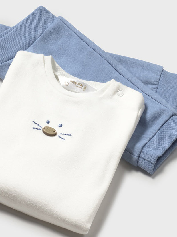 Mayoral Baby Boy Blue Bunny Outfit Set - 3 Piece (2M-12M)
