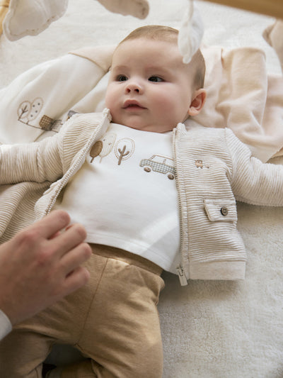 Mayoral Baby Boy Beige Car Outfit Set - 3 Piece (2M-18M)