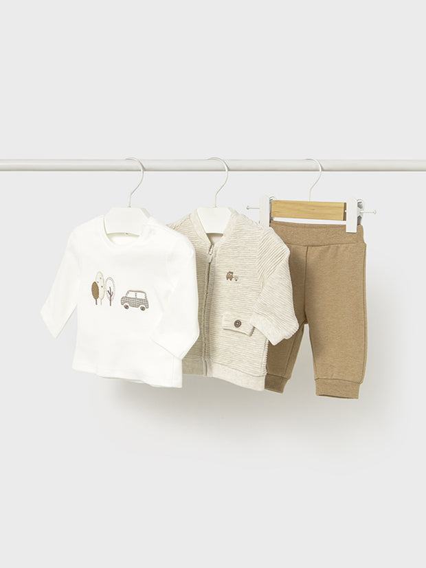 Mayoral Baby Boy Beige Car Outfit Set - 3 Piece (2M-18M)