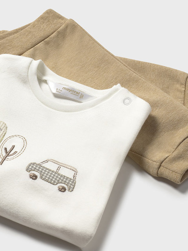 Mayoral Baby Boy Beige Car Outfit Set - 3 Piece (2M-18M)