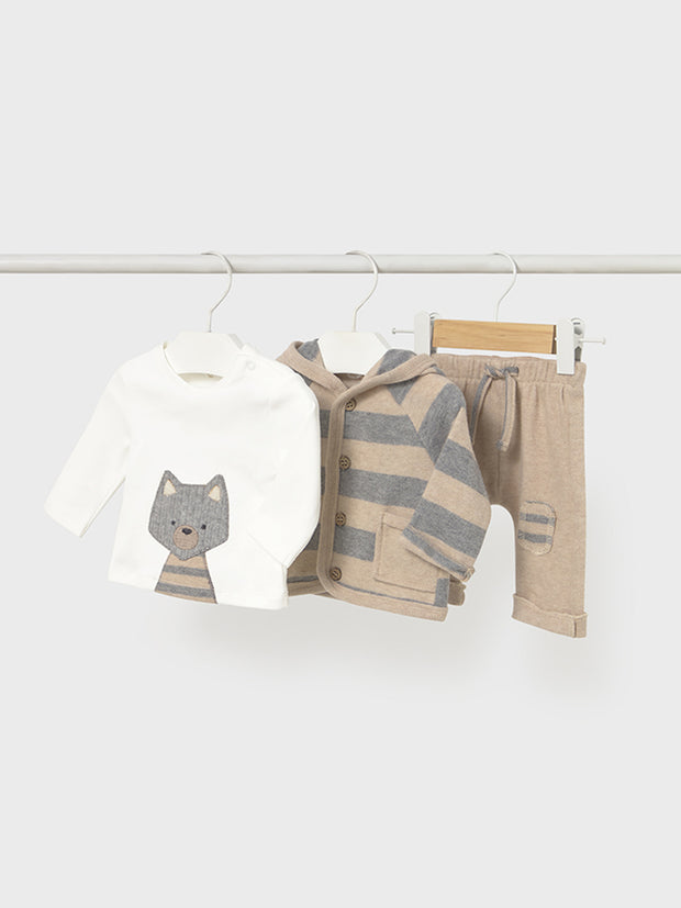 Mayoral Baby Boy Fox 3 Piece Outfit Set - Oat (2M-18M)