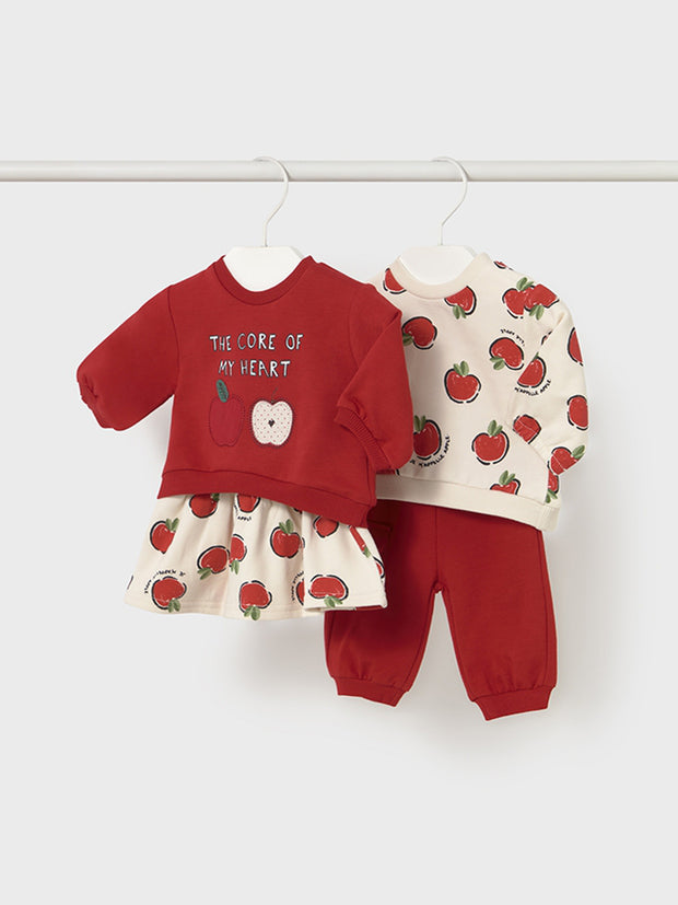Mayoral Baby Girl Red Apple Outfit Set - 4 Piece (2M-12M)
