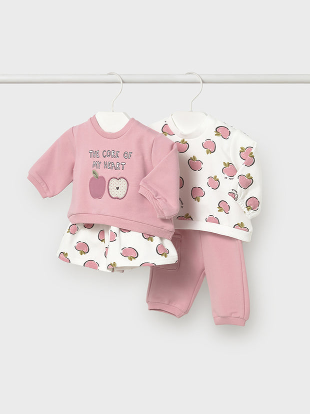Mayoral Baby Girl Pink Apple Outfit Set - 4 Piece (2M-12M)