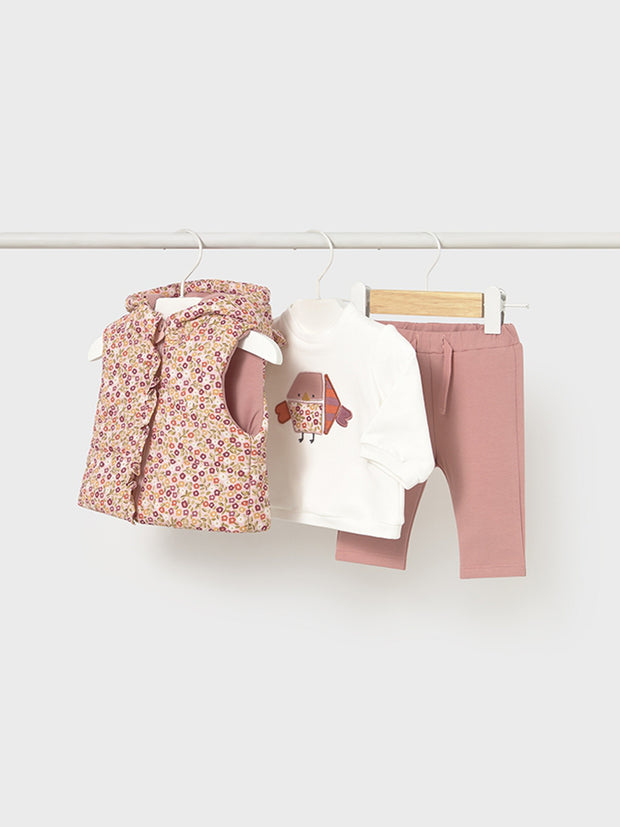 Mayoral Baby Girl 3 Piece Gilet Outfit Set - Peach (2M-18M)