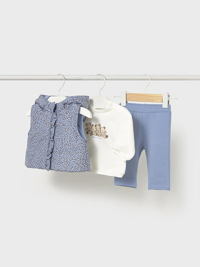 Mayoral Baby Girl 3 Piece Gilet Outfit Set - Blue (2M-18M)
