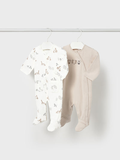 Mayoral Baby Girl Pink Animal 2 Pack Babygrow (0M-9M)