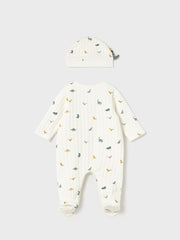 Mayoral Baby Boy Cream Dinosaur Babygrow & Hat Set (0M-9M)