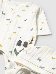 Mayoral Baby Boy Cream Dinosaur Babygrow & Hat Set (0M-9M)