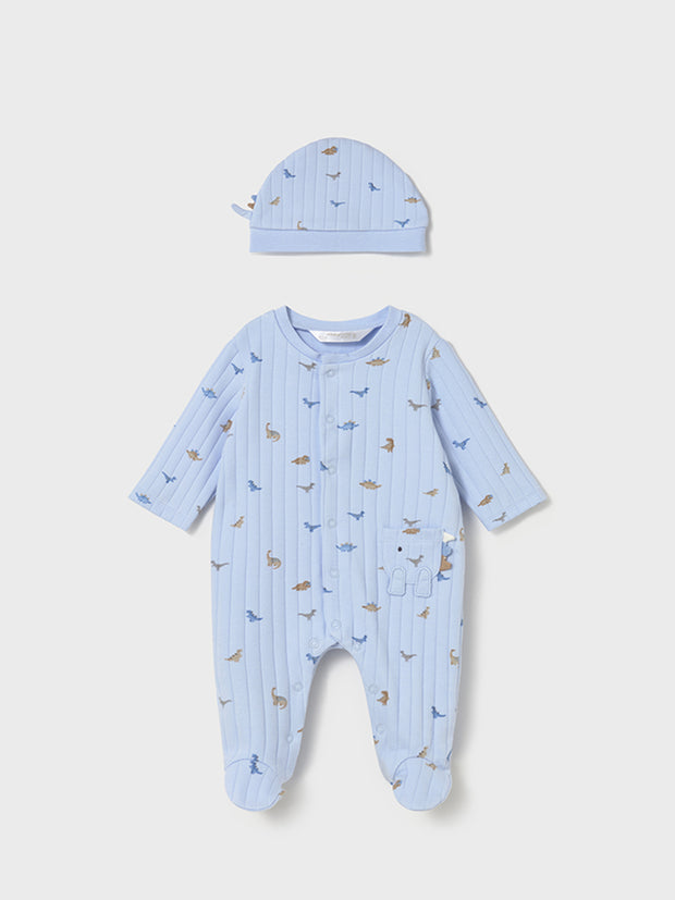 Mayoral Baby Boy Blue Dinosaur Babygrow & Hat Set (0M-9M)