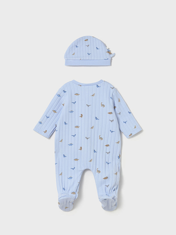 Mayoral Baby Boy Blue Dinosaur Babygrow & Hat Set (0M-9M)