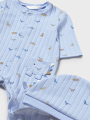 Mayoral Baby Boy Blue Dinosaur Babygrow & Hat Set (0M-9M)