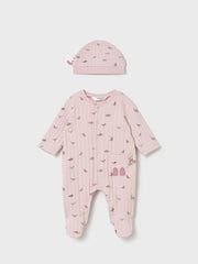 Mayoral Baby Girl Pink Dinosaur Babygrow & Hat Set (0M-9M)