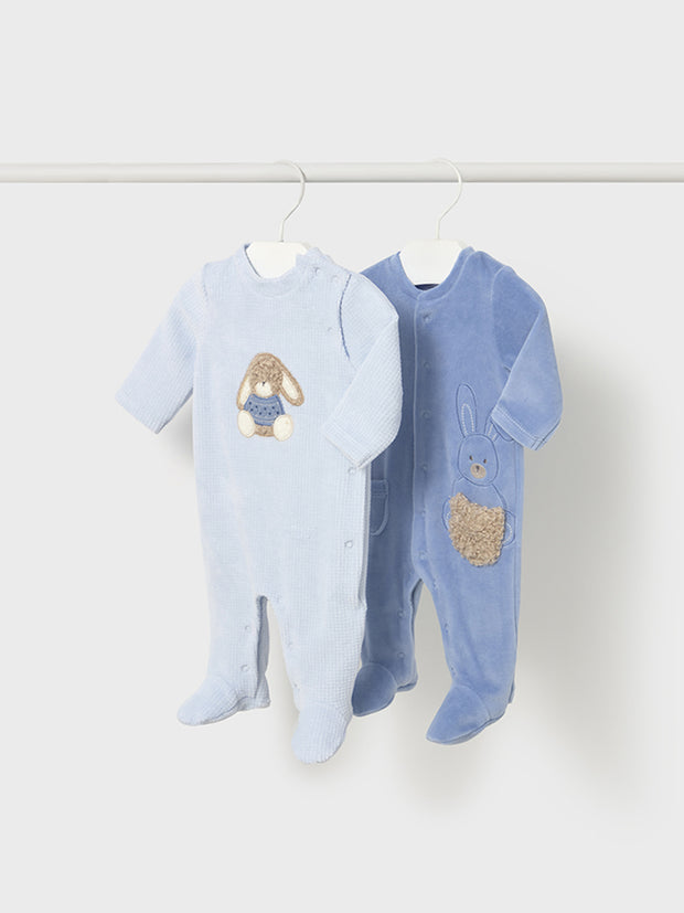 Mayoral Baby Boy Blue Bunny Babygrow - 2 Pack (0M-6M)