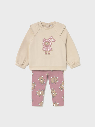 Mayoral Toddler Girl Beige Bear Jumper & Legging Set (12M-4Y)