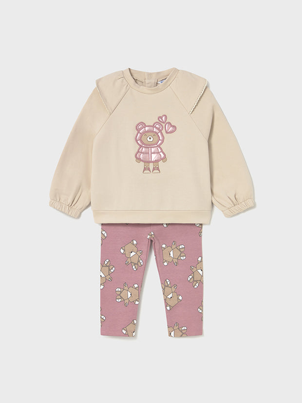 Mayoral Toddler Girl Beige Bear Jumper & Legging Set (12M-4Y)
