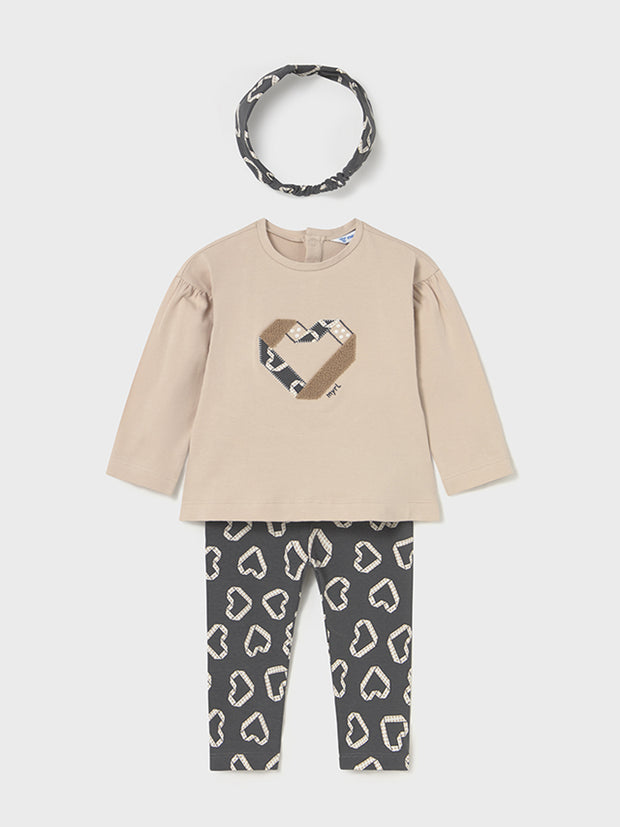 Mayoral Toddler Girl Black & Beige Heart Outfit Set (12M-4Y)