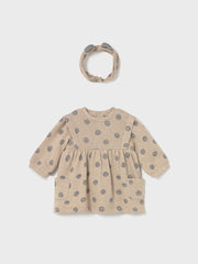 Mayoral Baby Girl Neutral Polka Dot Dress & Headband (2M-18M)