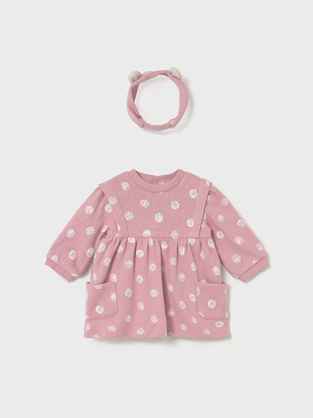 Mayoral Baby Girl Pink Polka Dot Dress & Headband (2M-18M)