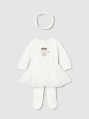 Mayoral Baby Girl White Fairy Romper Tutu & Headband (1M-18M)