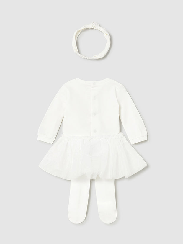Mayoral Baby Girl White Fairy Romper Tutu & Headband (1M-18M)