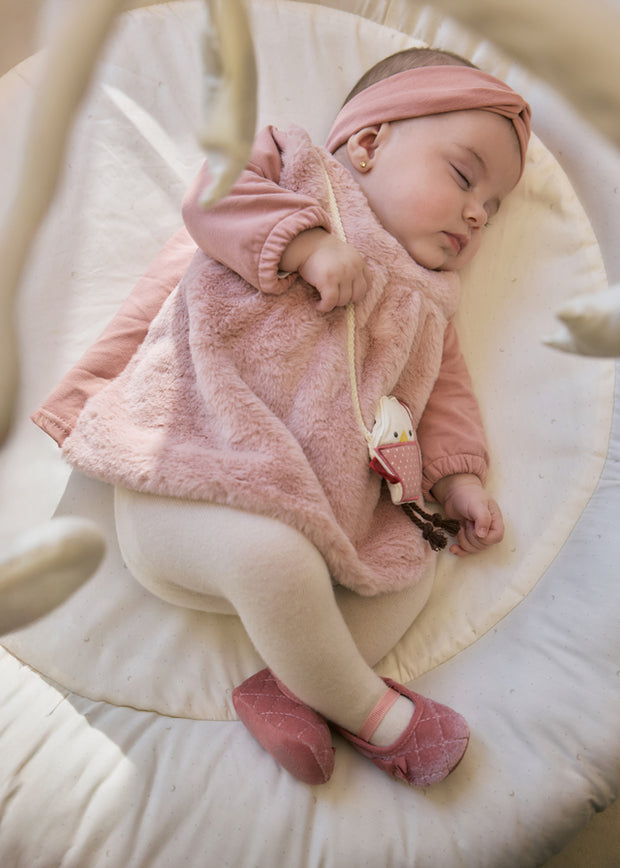 Mayoral Baby Girl Faux Fur Dress & Headband - Peach (2M-18M)