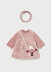 Mayoral Baby Girl Faux Fur Dress & Headband - Peach (2M-18M)