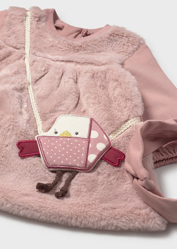Mayoral Baby Girl Faux Fur Dress & Headband - Peach (2M-18M)