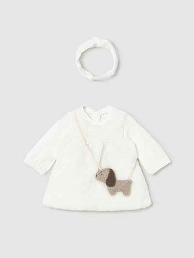 Mayoral Baby Girl Doggy Faux Fur Dress & Headband (2M-18M)