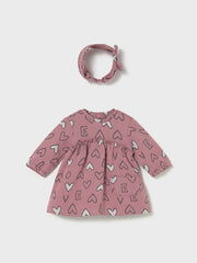 Mayoral Baby Girl Pink 'Love' Heart Dress & Headband  (2M-18M)