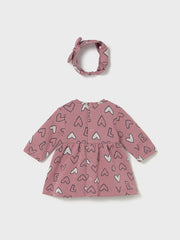 Mayoral Baby Girl Pink 'Love' Heart Dress & Headband  (2M-18M)