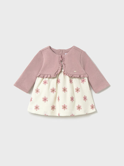 Mayoral Baby Girl Pink Floral Dress & Knit Cardigan (1M-18M)