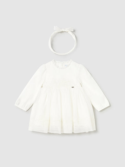 Mayoral Toddler Girl White Tulle Dress & Headband (12M-4Y)