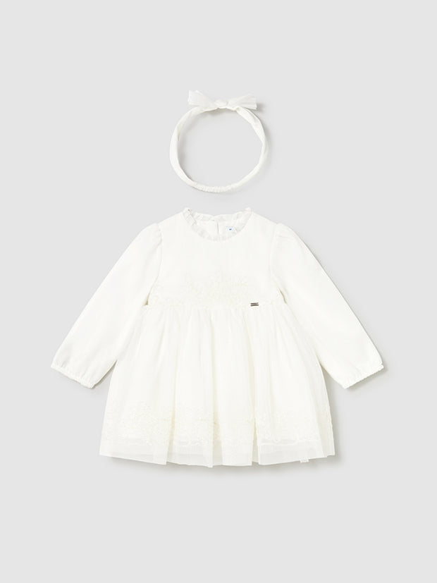 Mayoral Toddler Girl White Tulle Dress & Headband (12M-4Y)