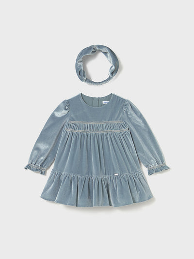 Mayoral Toddler Girl Blue Velvet Dress & Headband (12M-4Y)