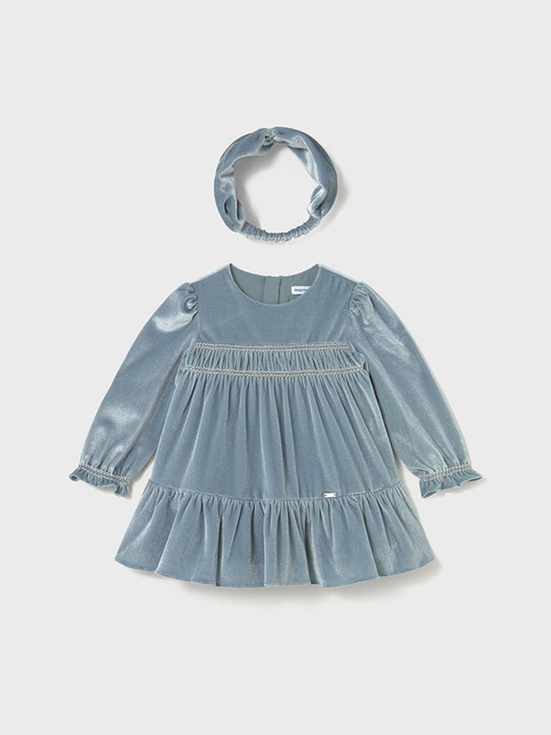 Mayoral Toddler Girl Blue Velvet Dress & Headband (12M-4Y)
